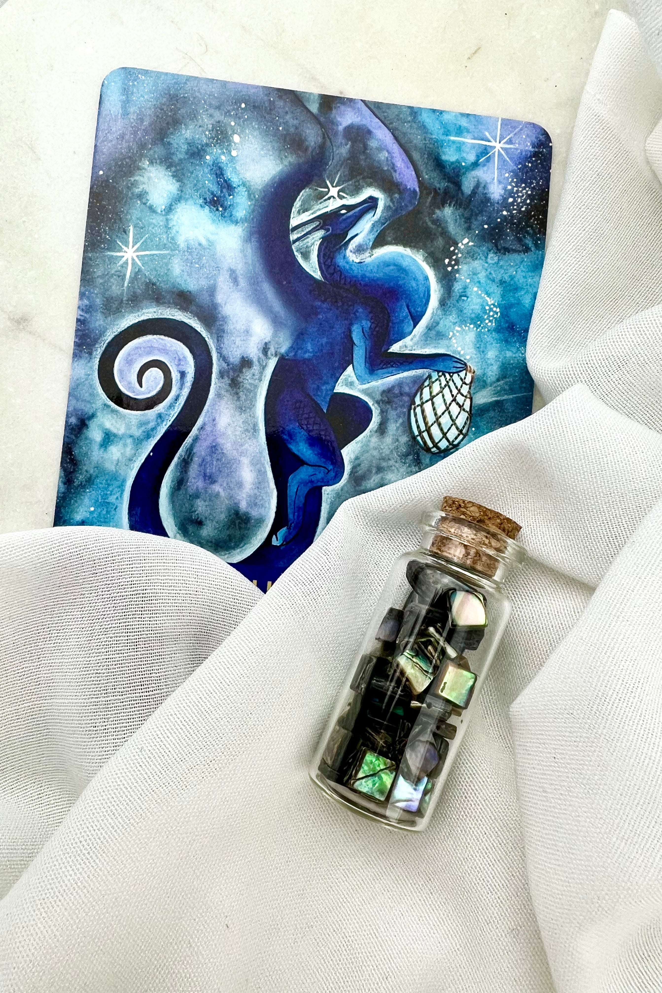 POSITIVITET, SKABELSE & STORHED - Sæt - krystalflaske & kort